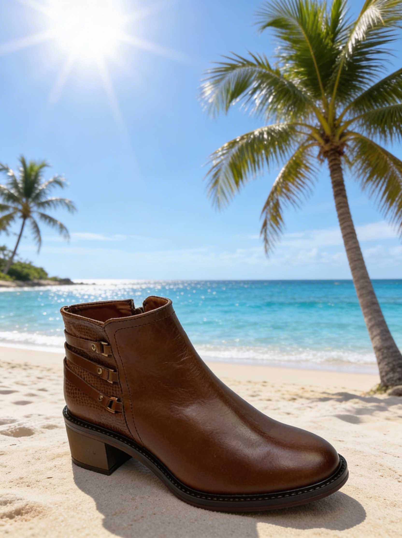 Botín de cuero café