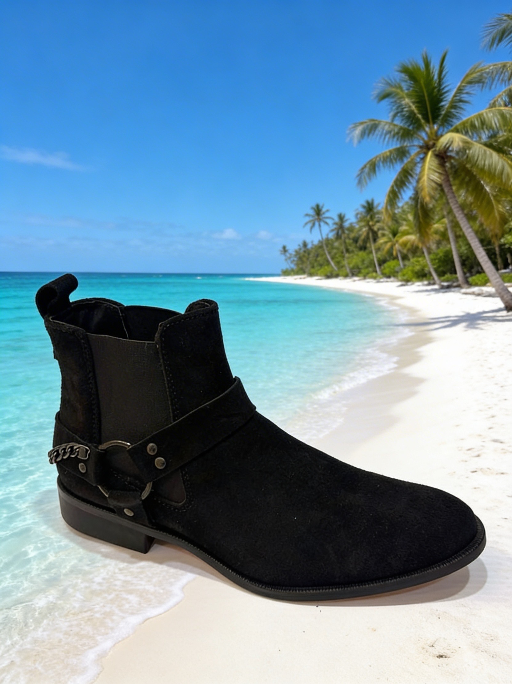 Botín de gamuza negro