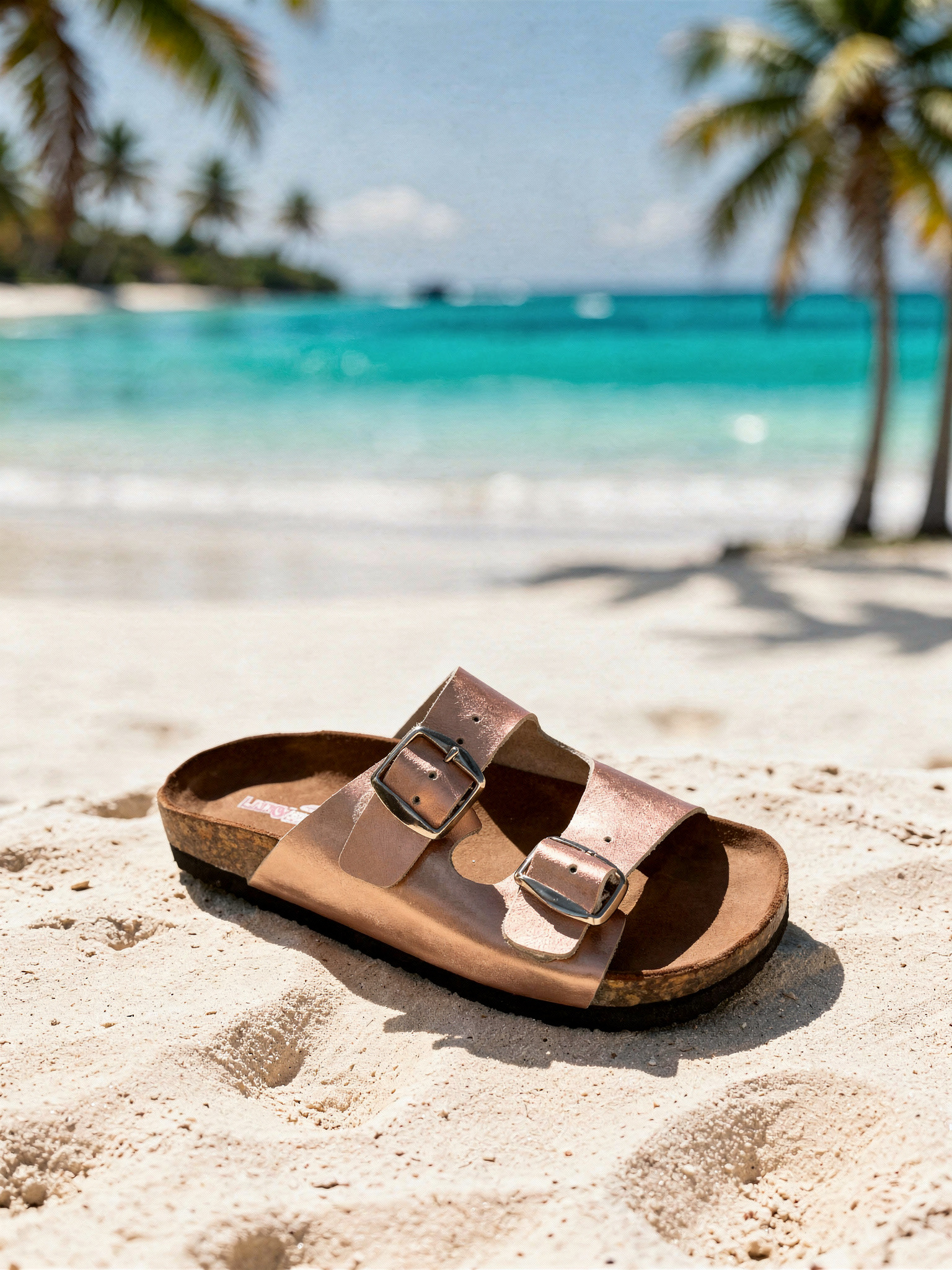 Sandalia de piel doble hebilla