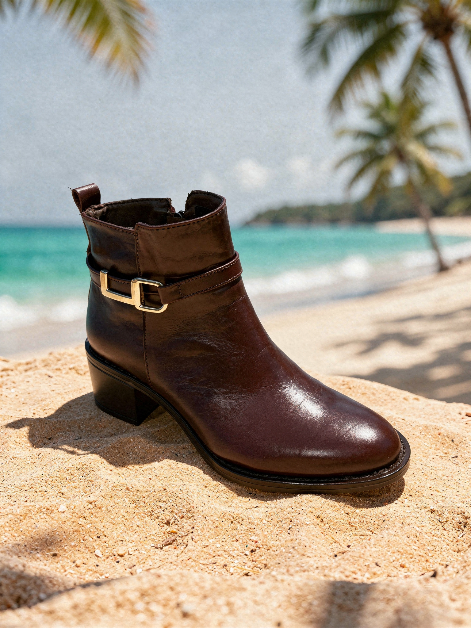 Botín de piel marrón
