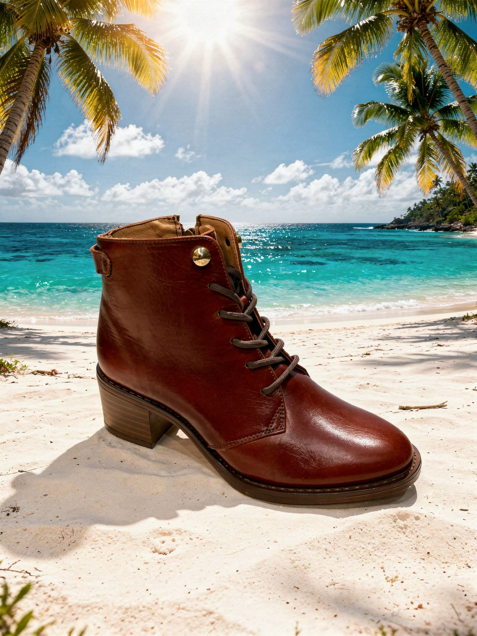 Botín de cuero café