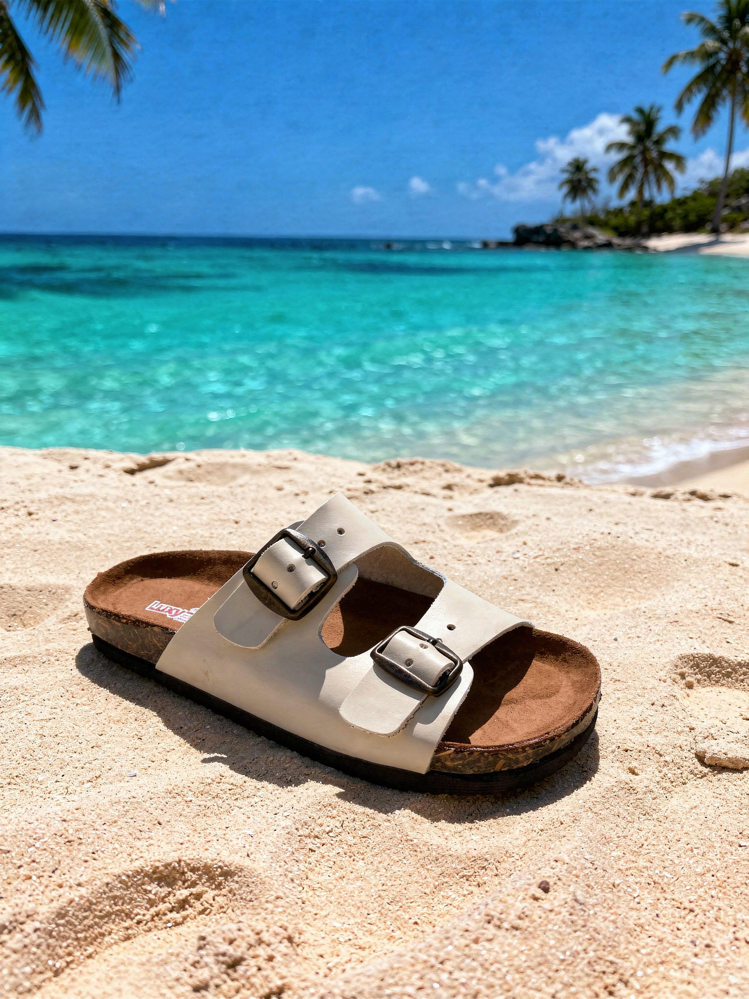 Sandalia de piel doble hebilla