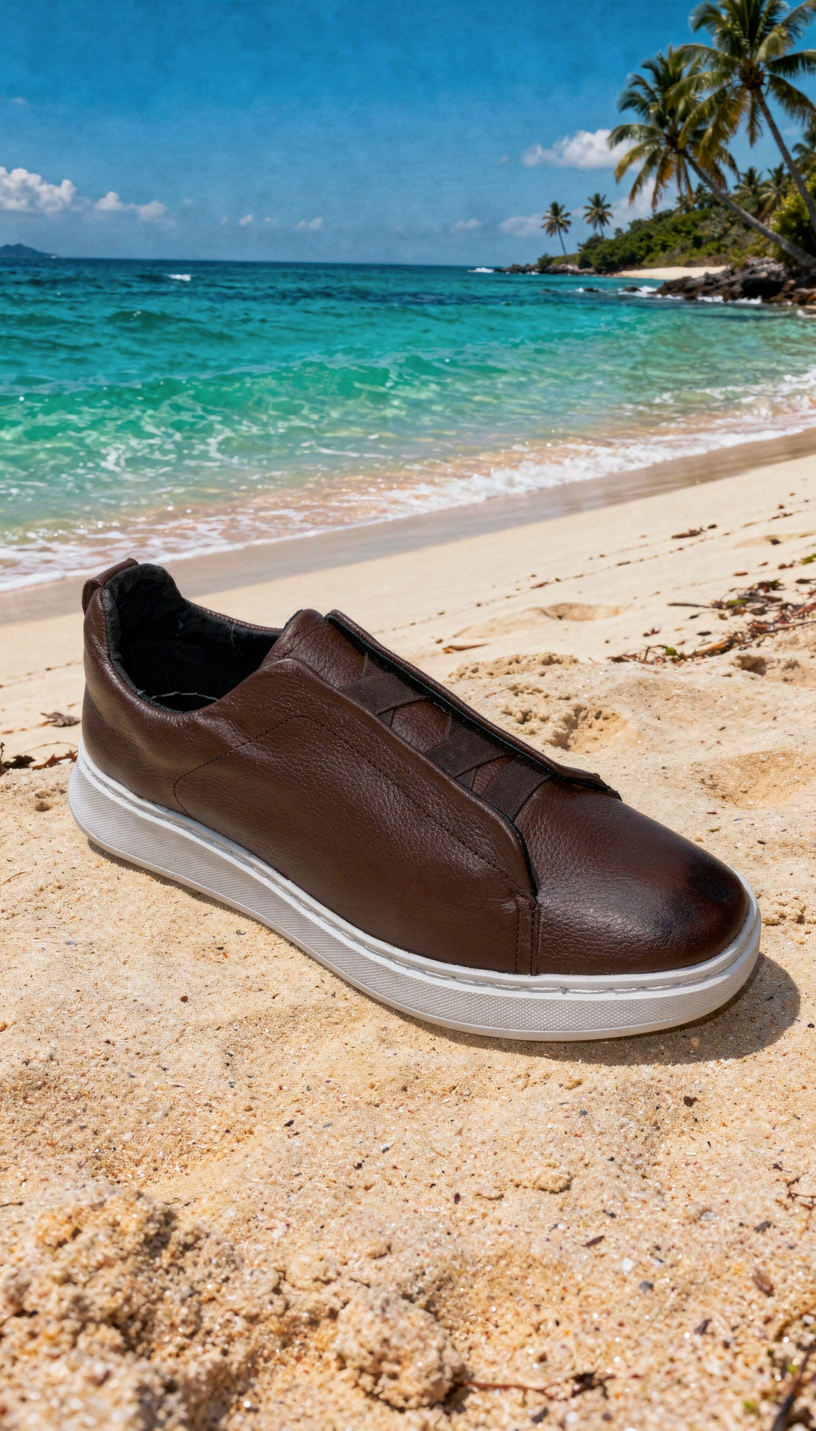 Tenis casual de piel café