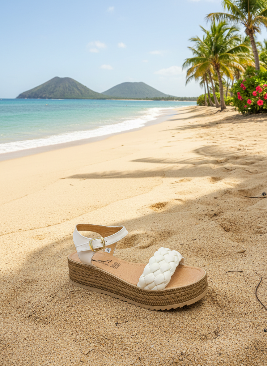 Sandalia blanca trenzada