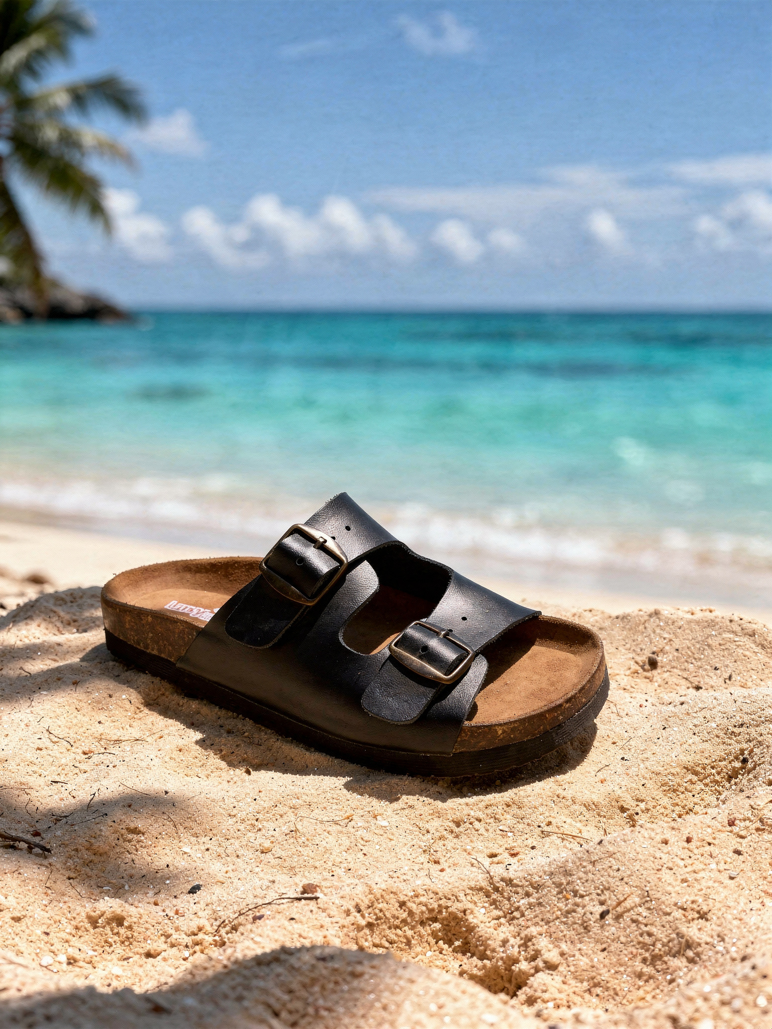 Sandalia de piel doble hebilla