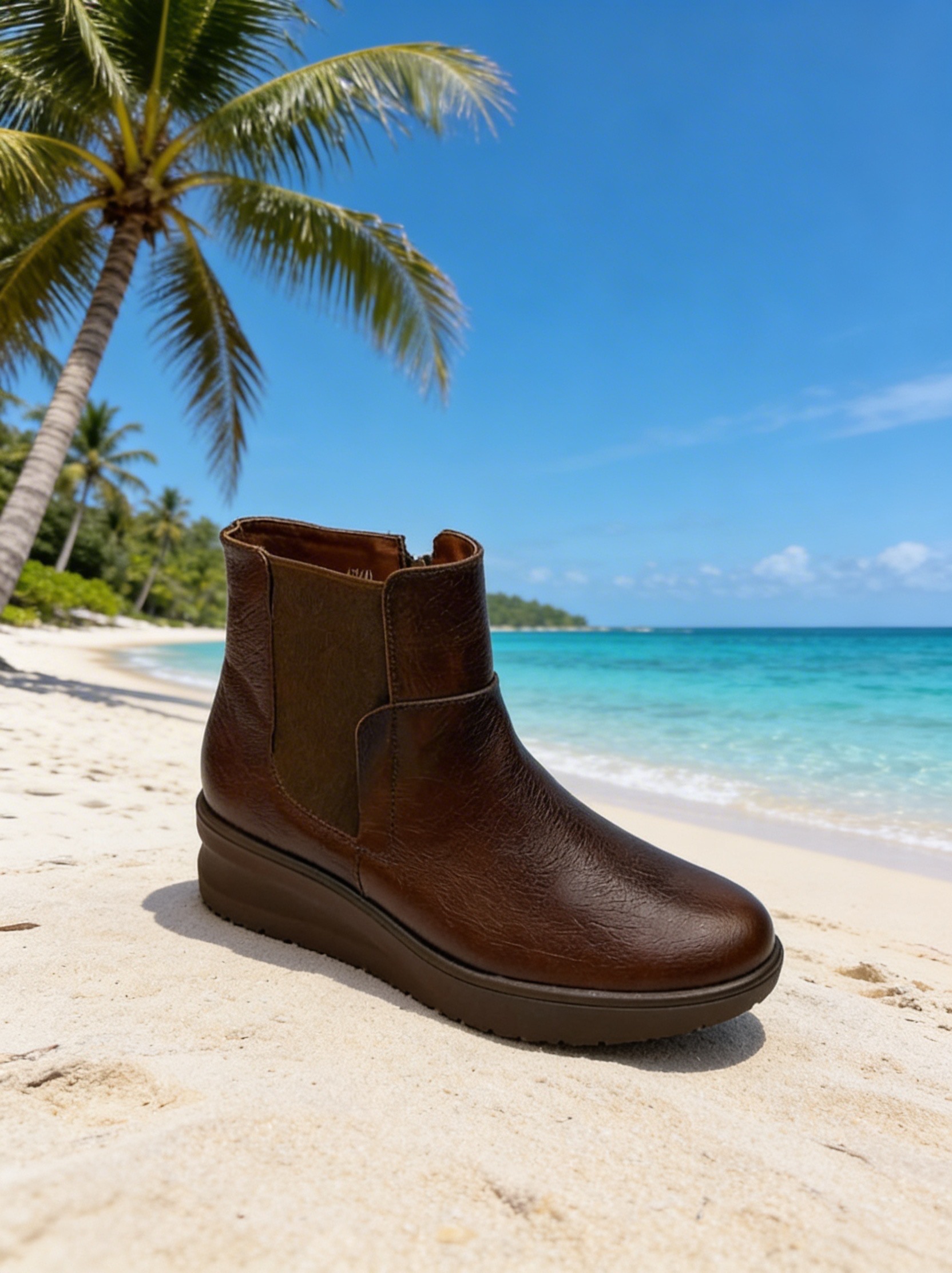 Botín de cuero marrón