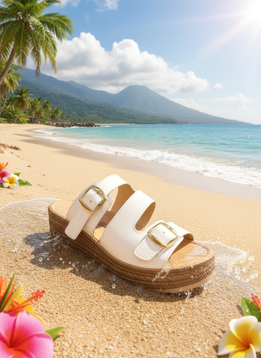 Sandalia Blanca Doble Hebilla