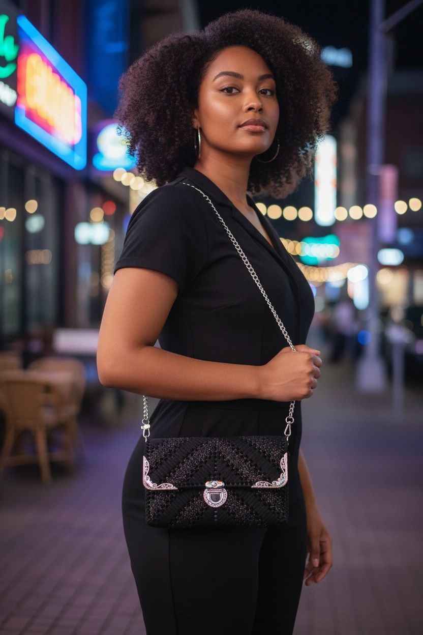 Bolsa Preta Fosca e com Glitter