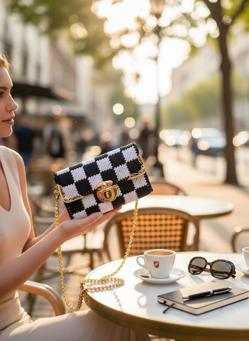 Bolsa Xadrez Preto e Branco