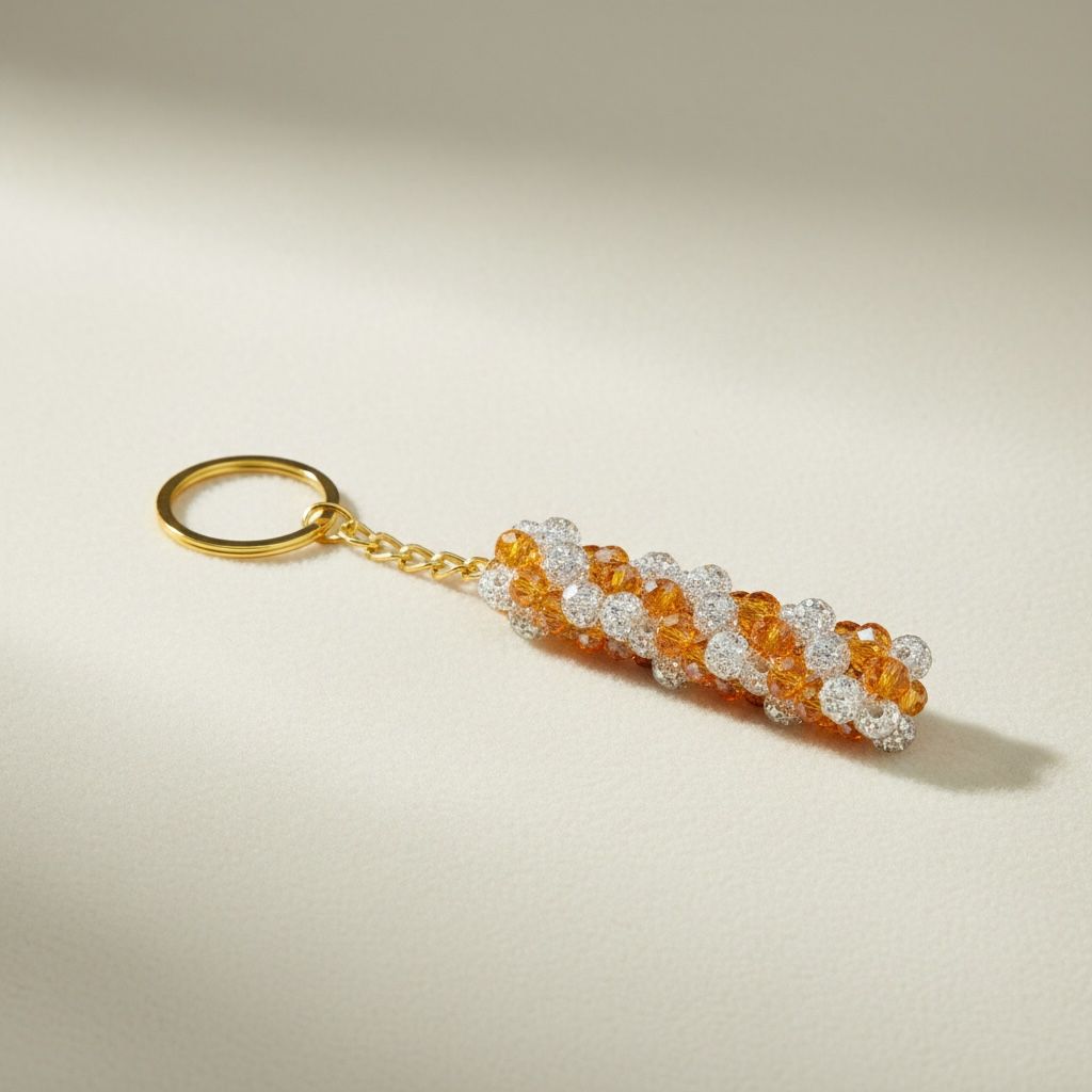 Chaveiro de Strass e Cristal Laranja