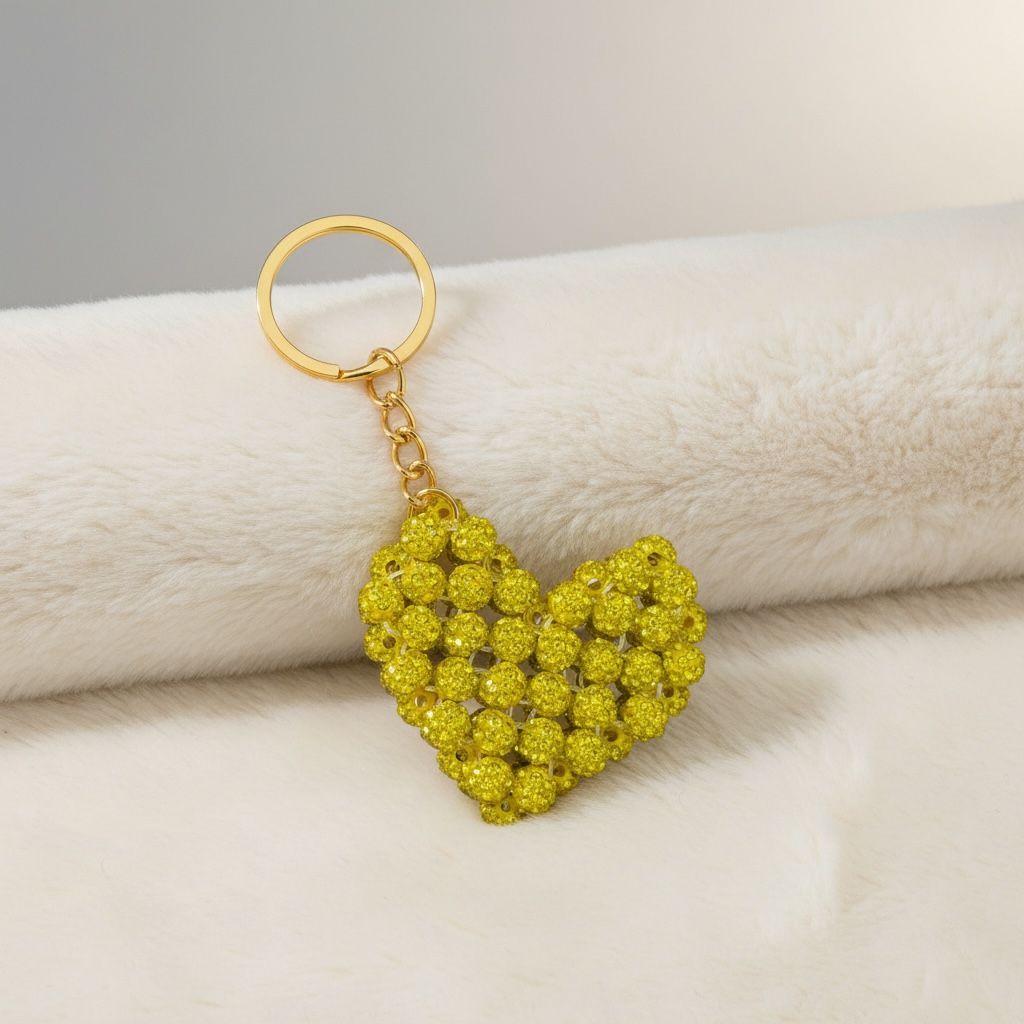 Chaveiro Coração de Strass Dourada