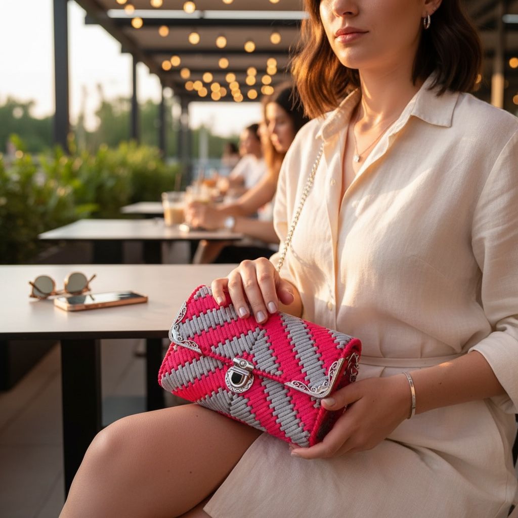 Bolsa Tiracolo Pink e Cinza