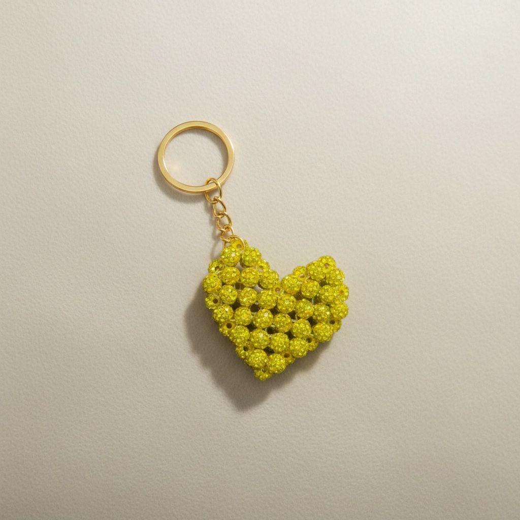 Chaveiro Coração de Strass Dourada