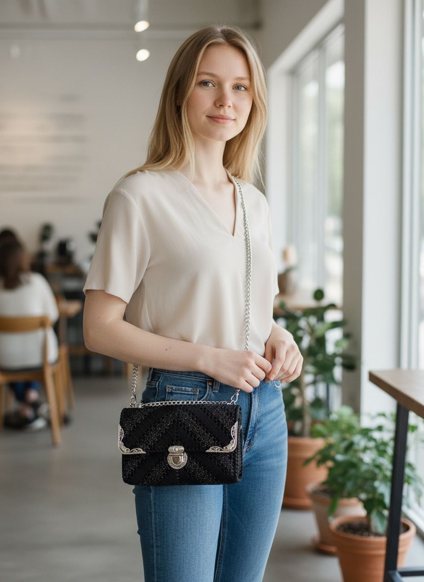 Bolsa Preta Fosca e com Glitter