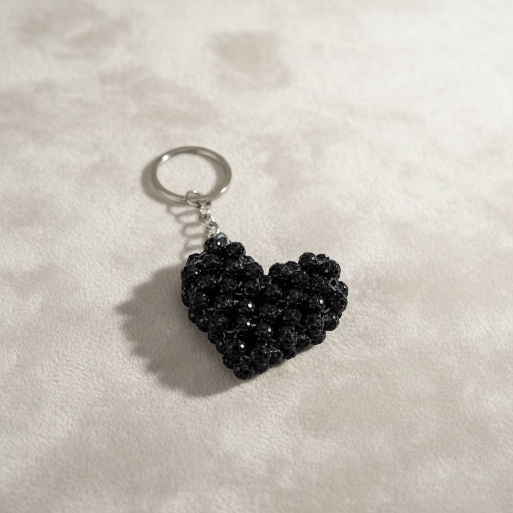 Chaveiro Coração de Strass Preto