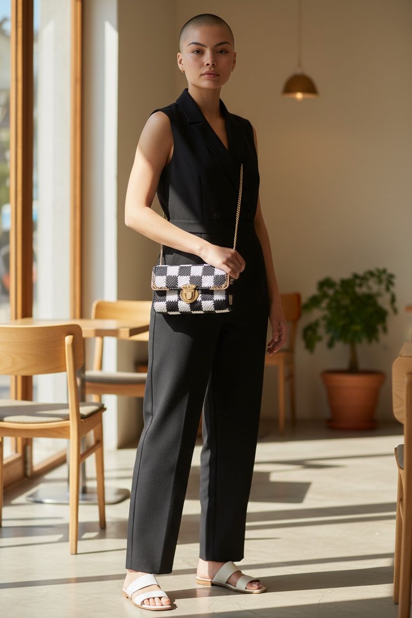 Bolsa Xadrez Preto e Branco