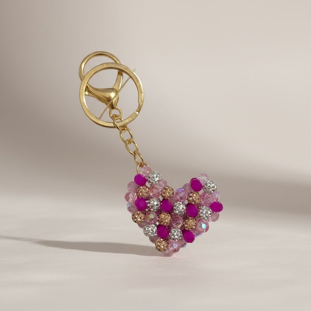 Chaveiro Coração Tons de Rosa