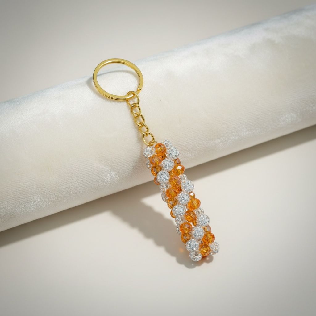 Chaveiro de Strass e Cristal Laranja