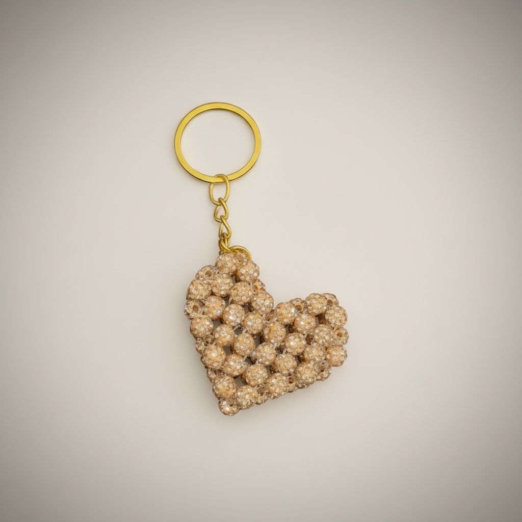 Chaveiro Coração de Strass Nude