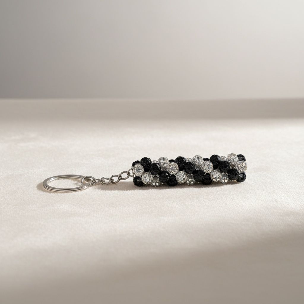 Chaveiro de Strass Preta e Branca
