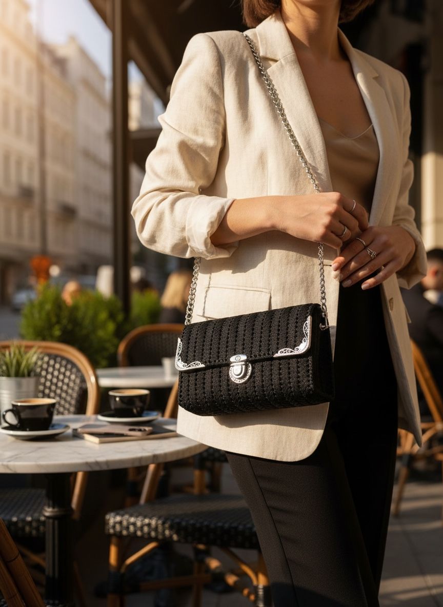 Bolsa Preta com Prata