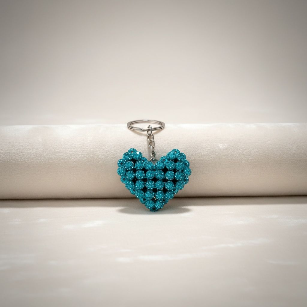 Chaveiro Coração de Strass Azul