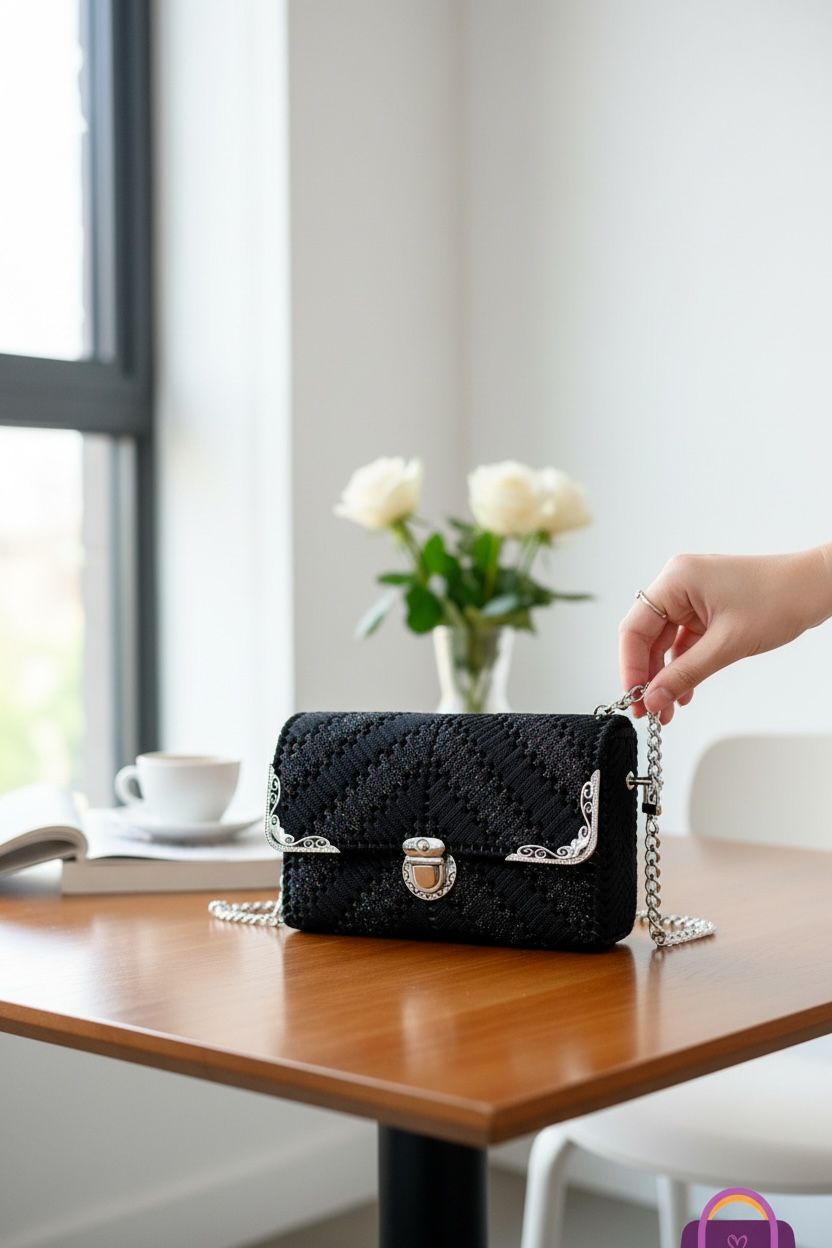 Bolsa Preta Fosca e com Glitter