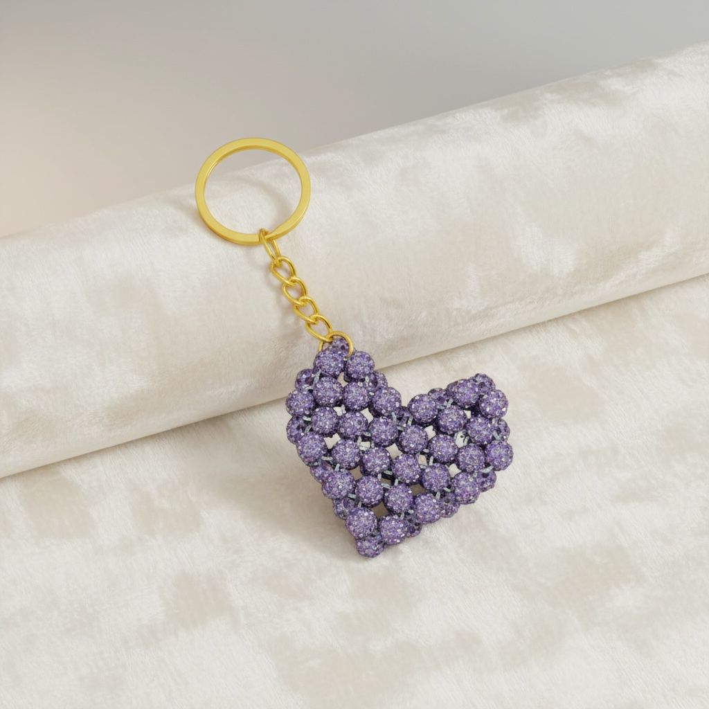 Chaveiro Coração de Strass Lilás