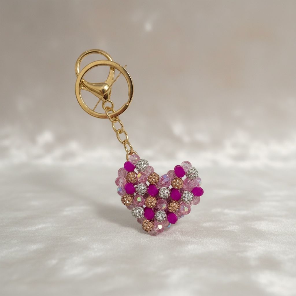 Chaveiro Coração Tons de Rosa