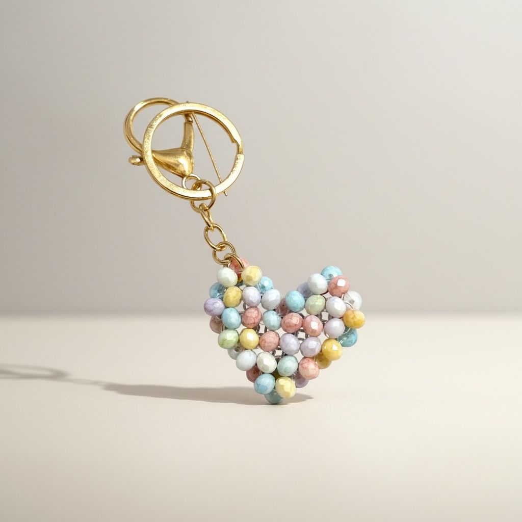 Chaveiro Coração Colorido Tons Pasteis