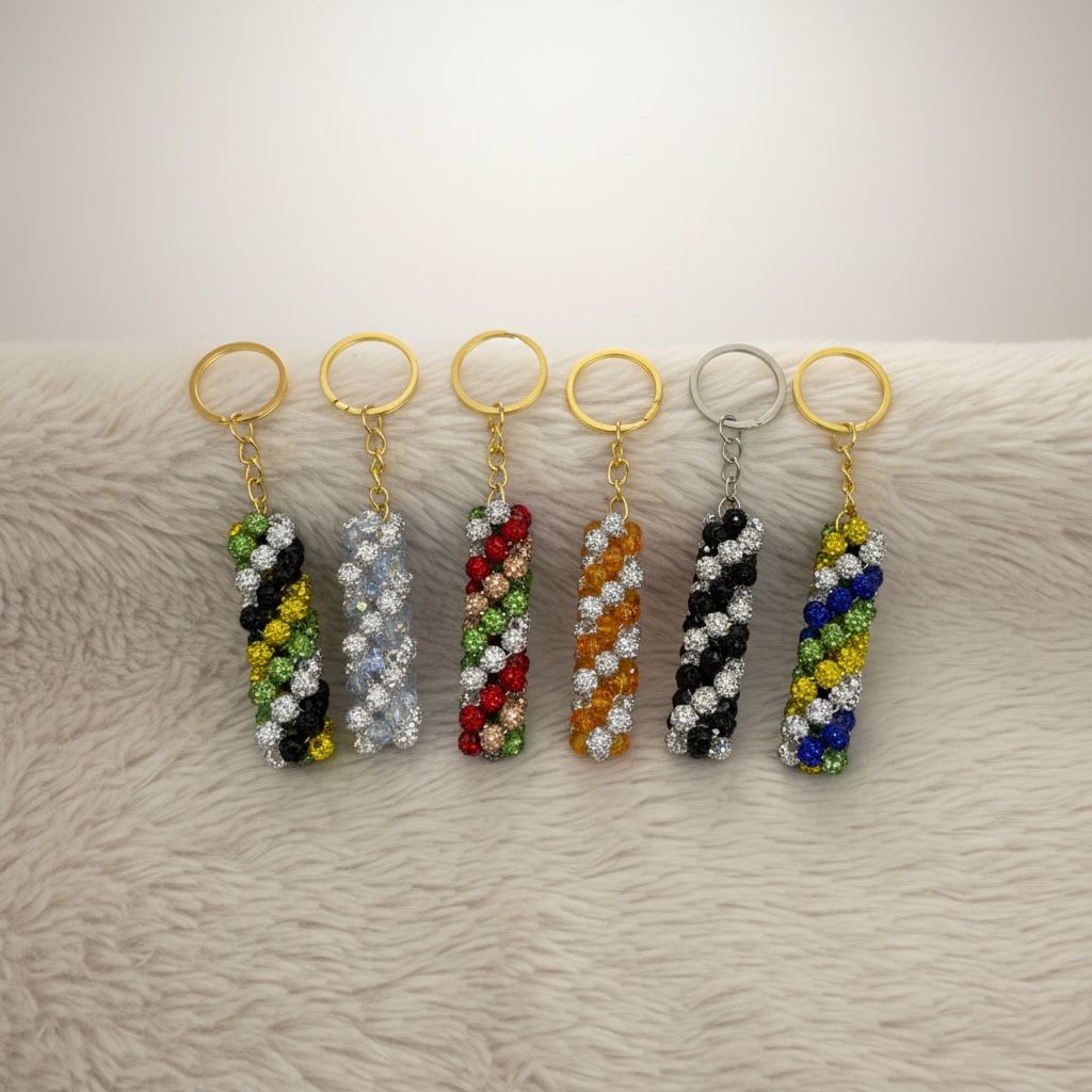 Chaveiro de Strass Preta e Branca