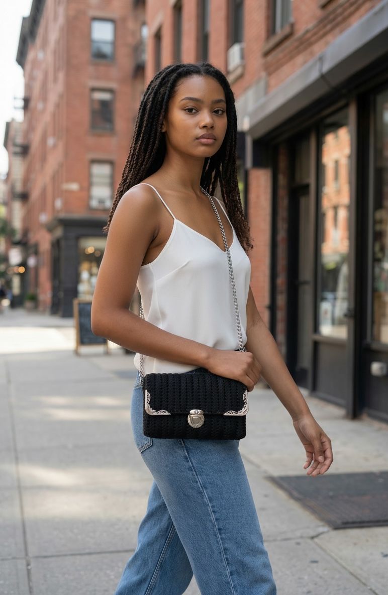 Bolsa Preta com Prata