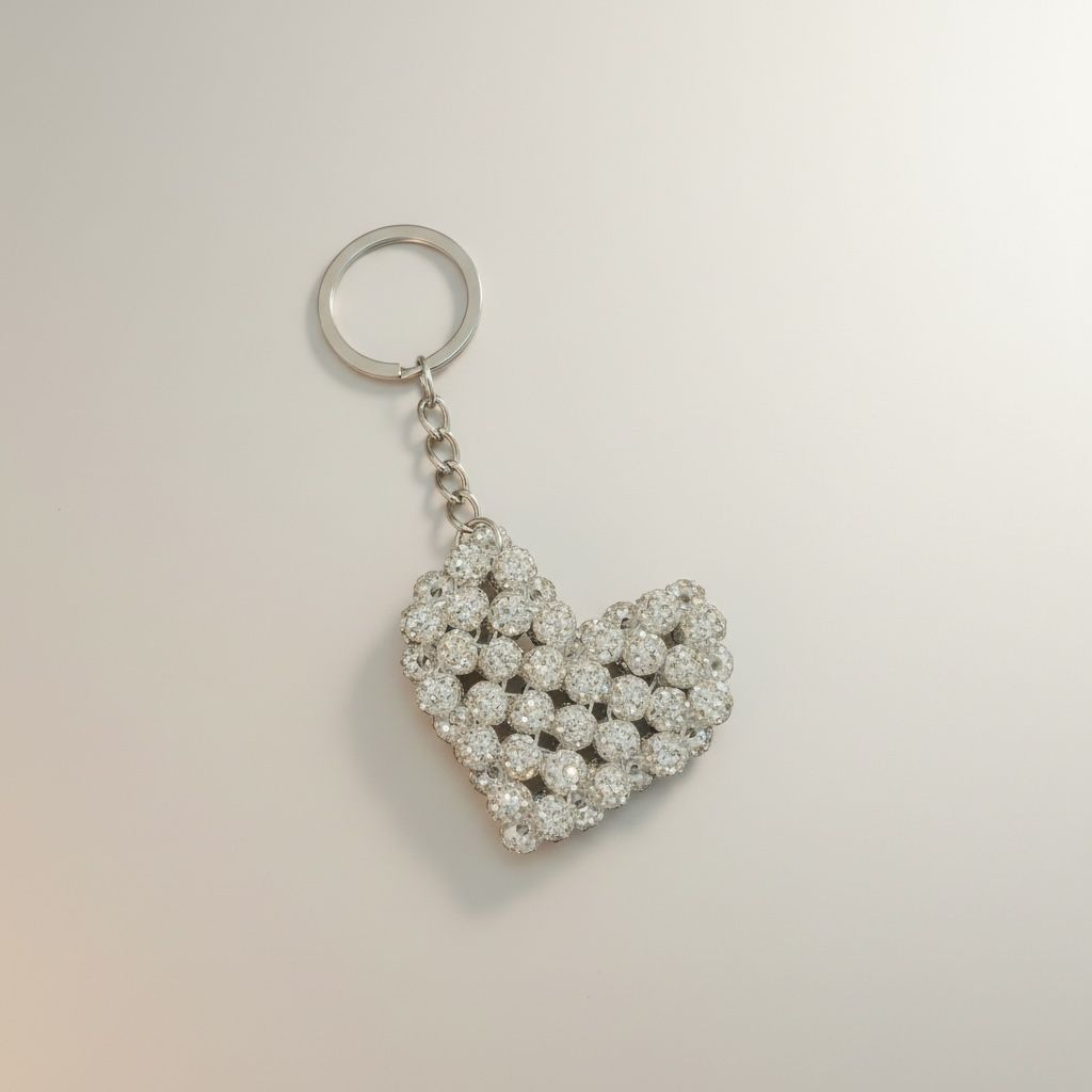 Chaveiro Coração de Strass Branco