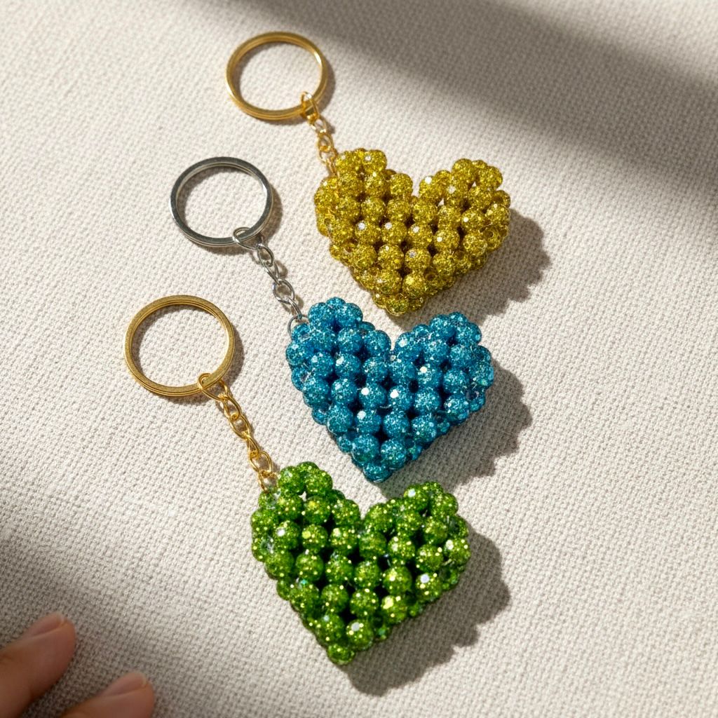 Chaveiro Coração de Strass Azul