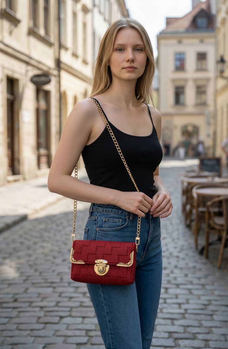 Bolsa Vermelha Fio Assimétrico