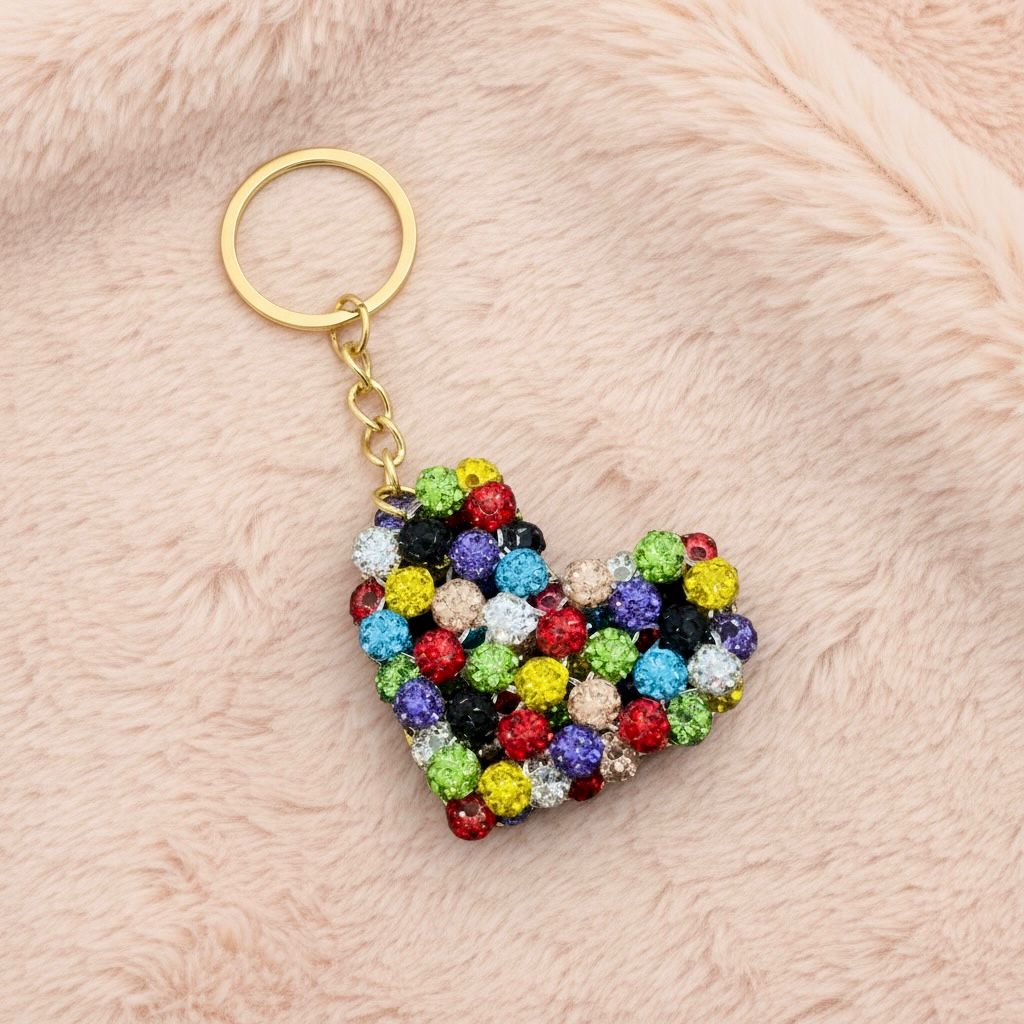 Chaveiro Coração Colorido de Strass