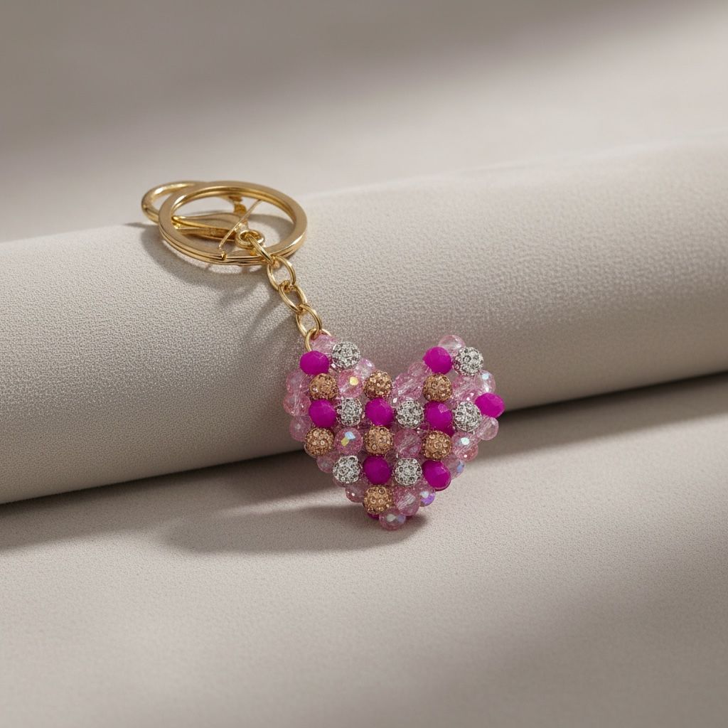 Chaveiro Coração Tons de Rosa