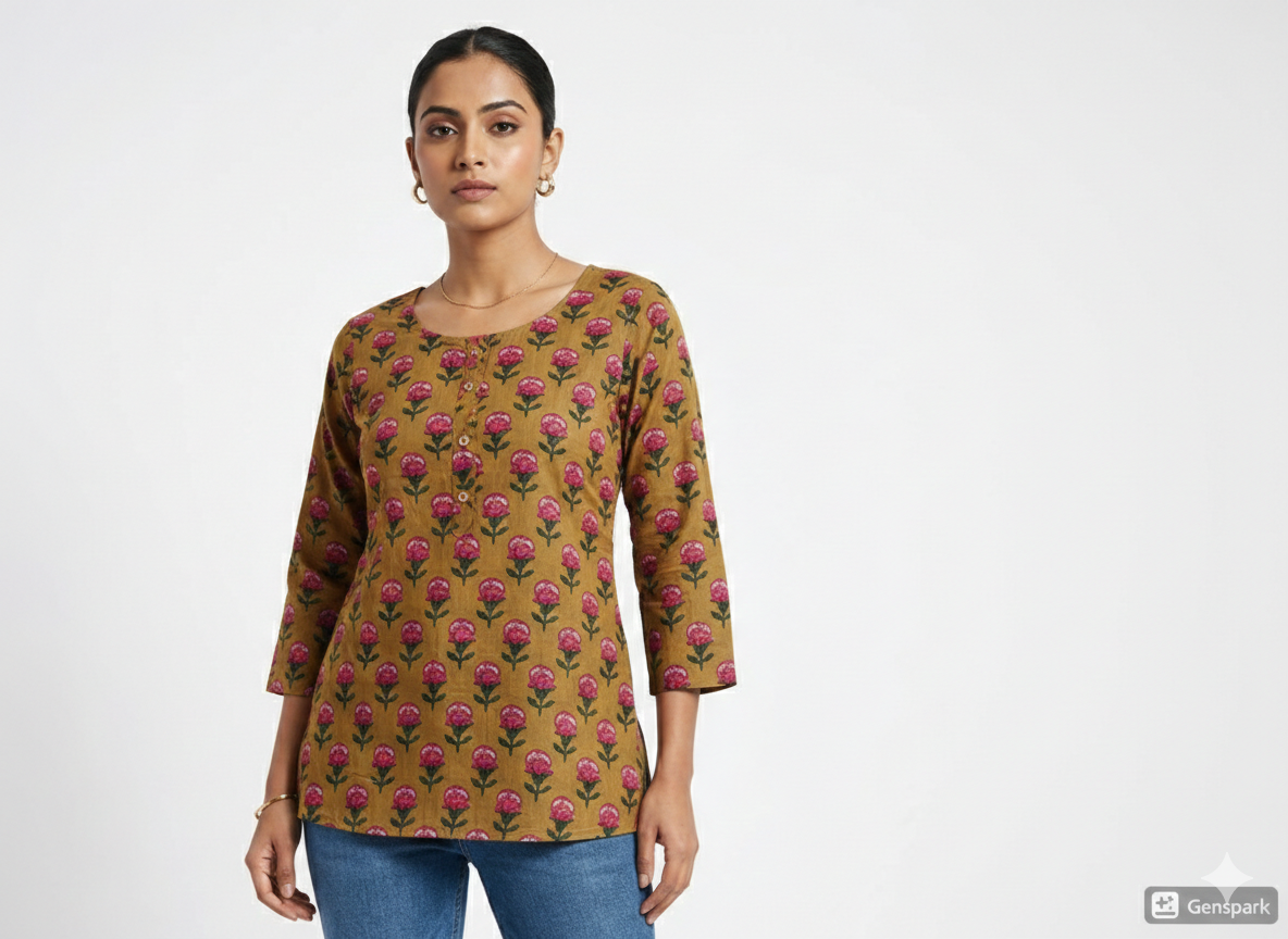 Printed Cotton Short Kurti