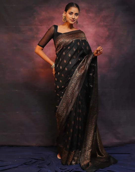 Elegant Black Silk Saree
