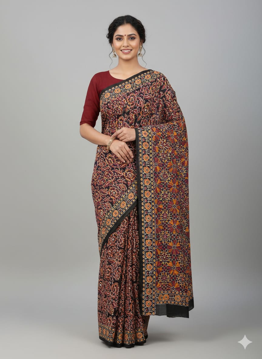 Traditional Block Print  mulmul cotton Saree