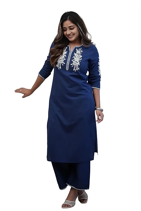 Blue Embroidered Kurta Set