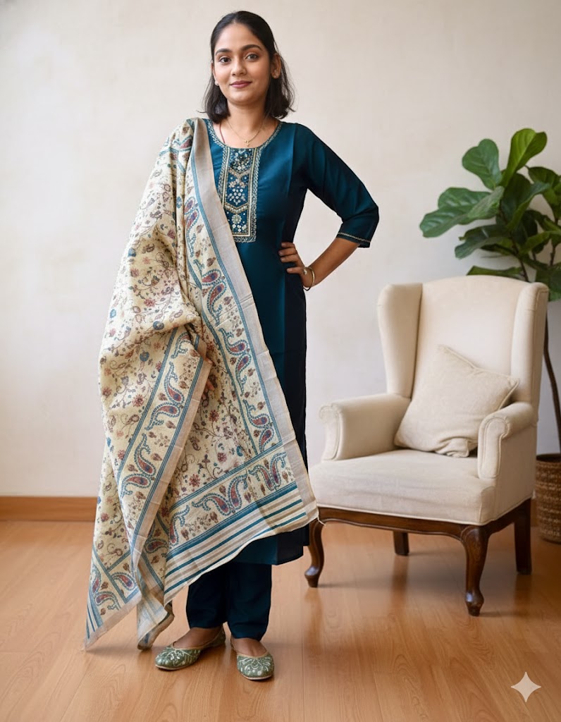 Elegant Blue Silk Kurta Set