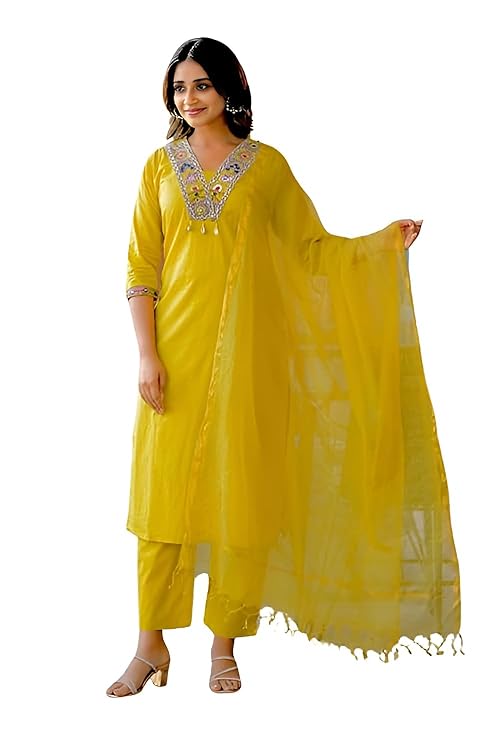 Yellow Embroidered Kurta Set