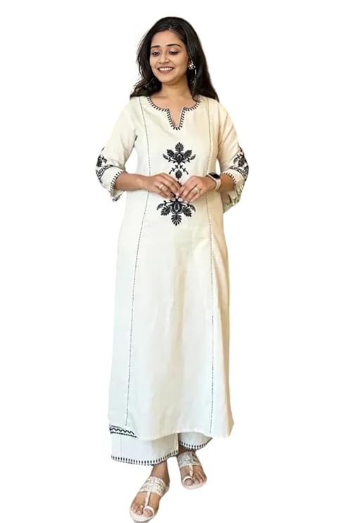 White Embroidered Kurti Set
