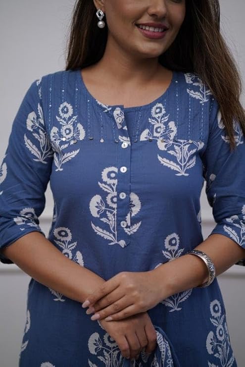 Blue Ethnic Printed Kurta Set