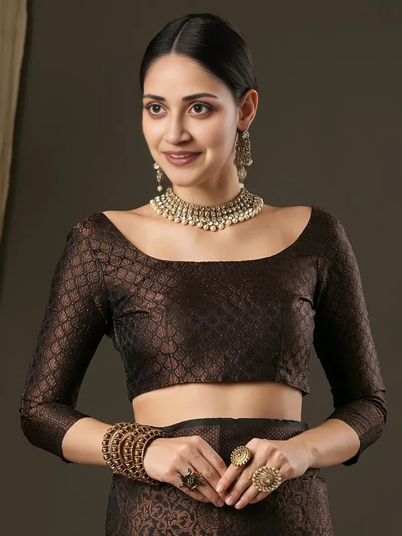 Elegant Chocolate Brown Silk Saree