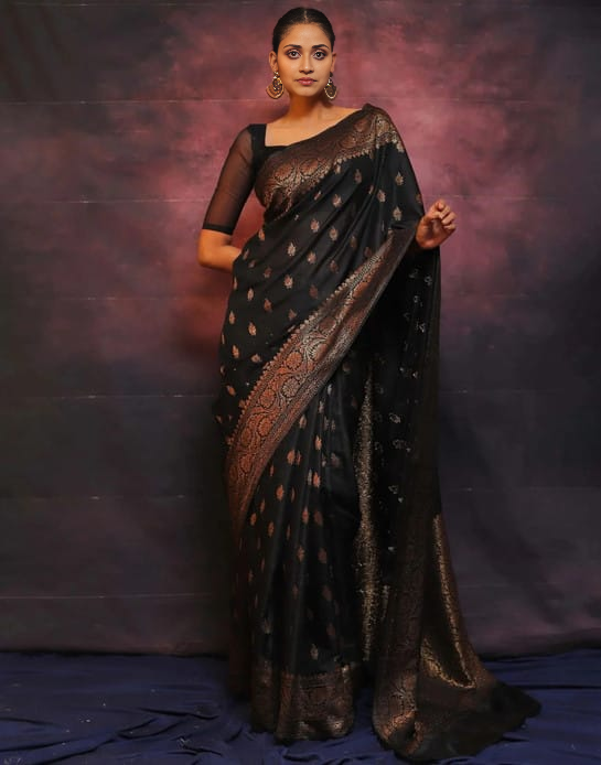 Elegant Black Silk Saree
