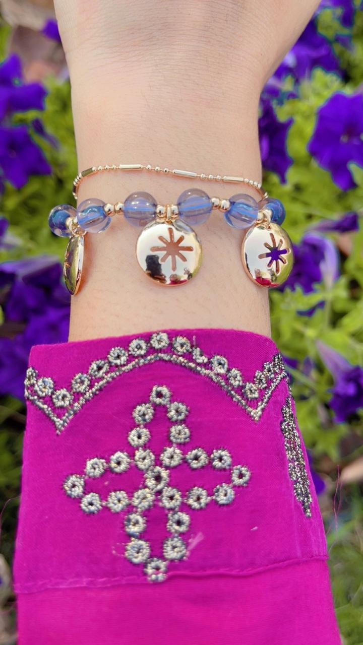 Blue Glass Beaded Bracelet