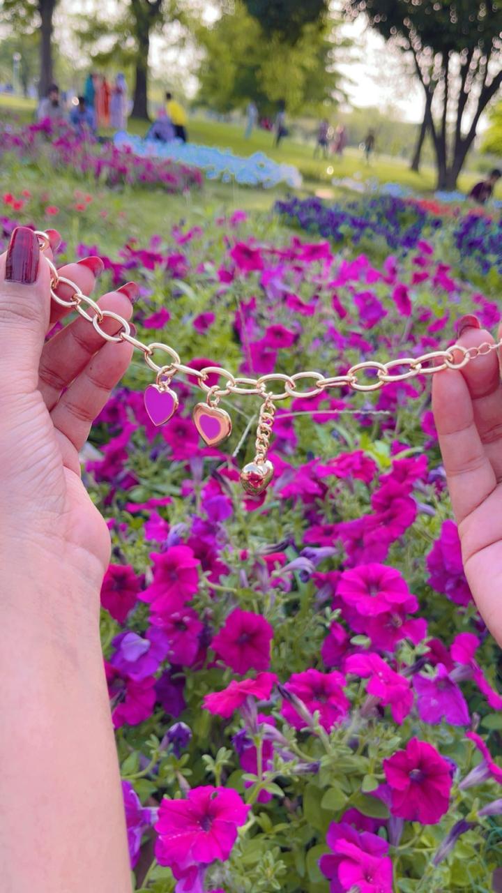 Purple Heart Chain Bracelet