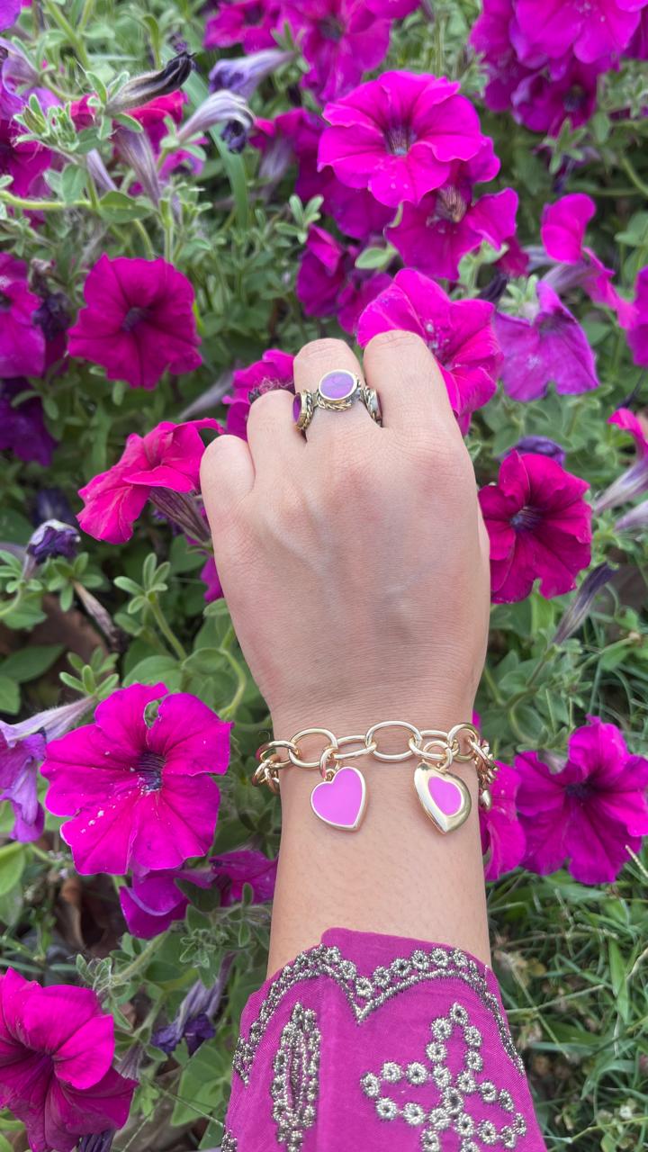 Purple Heart Chain Bracelet